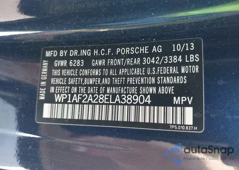 2014 Porsche Cayenne from USA, damaged, VIN WP1AF2A28ELA38904